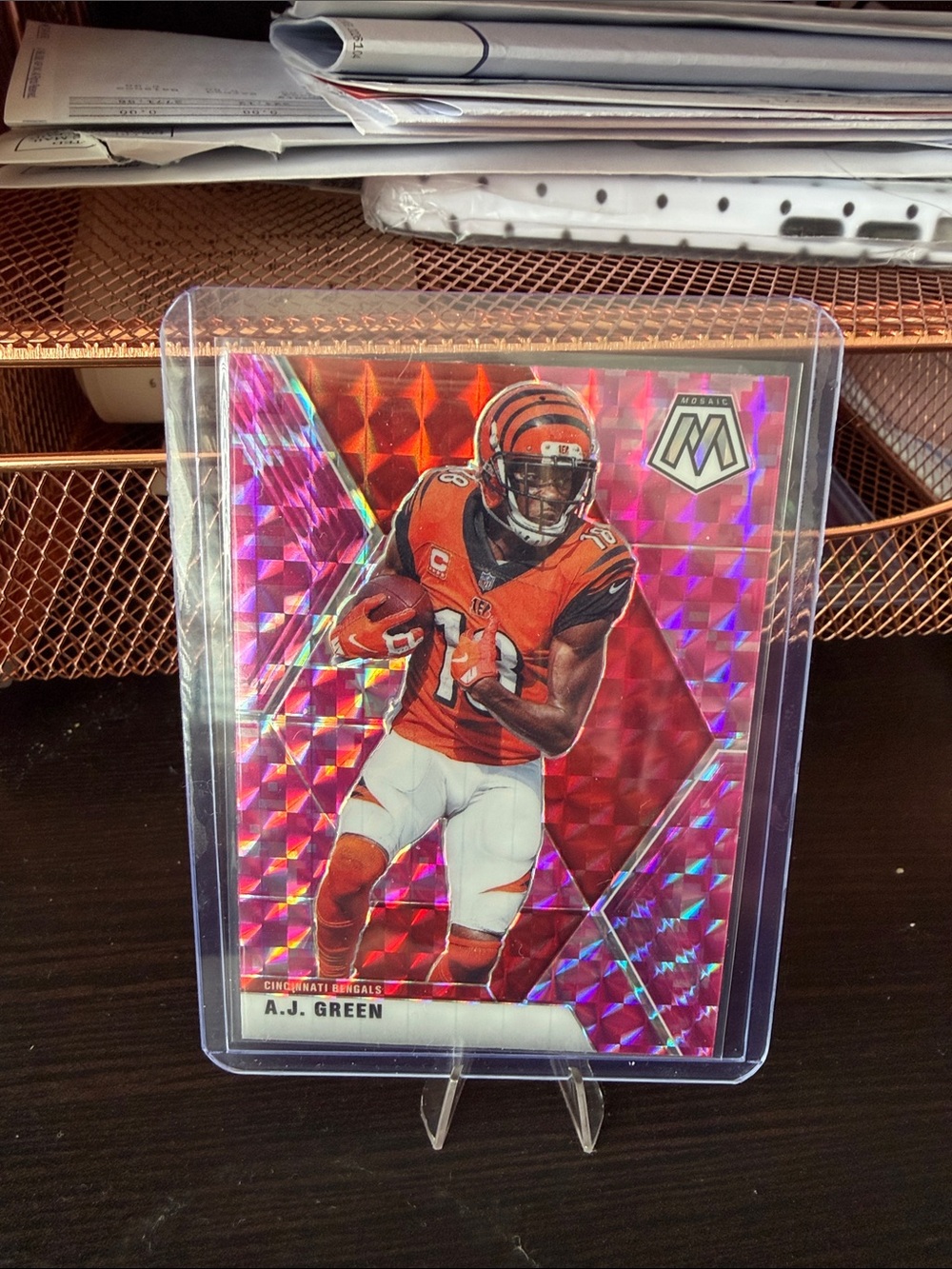 A.J. Green Prizm Mosaic Football Card - Red/Pink Prism